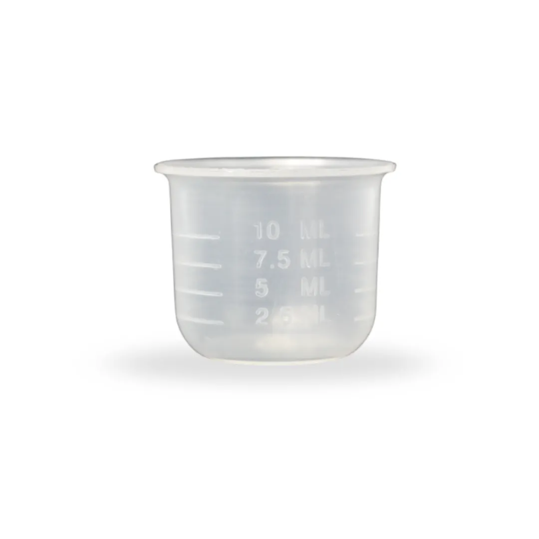 Vaso Dosificador - Vaso dosificador de polipropileno clarificado (PP) con una capacidad máxima de 10 ml.